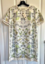NWT Tory Burch size Medium beige meadow silk front t-shirt dress $398