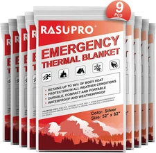 9 Pack Emergency Blankets, Outdoor Survival Emergency Insulated Gear, Mylar Ther