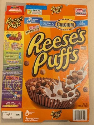 Reese's Puffs Empty Cereal Box Flat - VINTAGE!