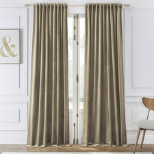 Timeper Taupe Pleat Back Tab Velvet Curtains W52 x L90 inches 2 Panels, Room ...