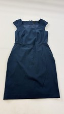 Ann Taylor Dress Womens 6P Petite Blue Cap Sleeve Square Neck Sheath Work Office