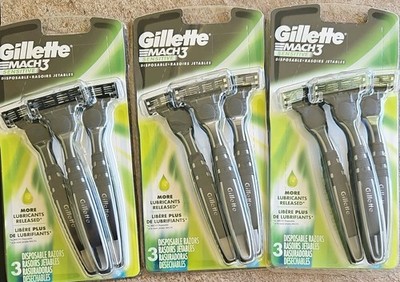 Gillette Mach3 Sensitive Men s Disposable Razors , Sensitive Skin - Lot of 3