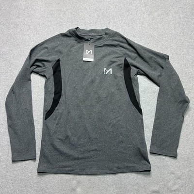 My Running Compression Shirt Mens Size L Charcoal Gray Long Sleeve Jogging Gym