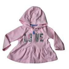Carters Light Pink Flower Fleece Hooded Full Zip Jacket Baby Girl 6 Months
