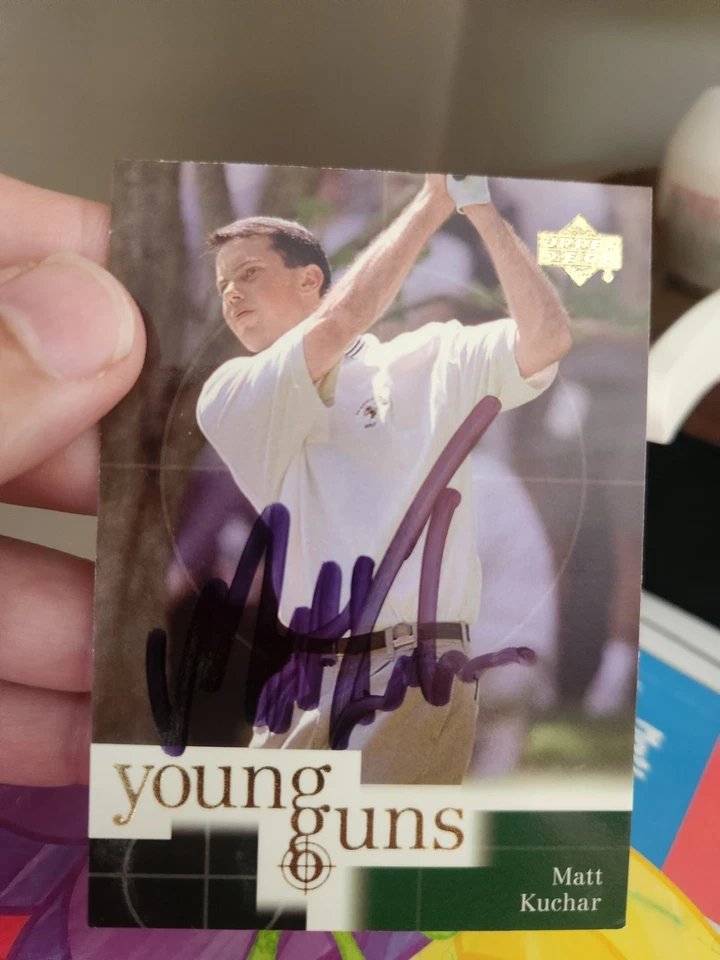 Tarjeta de novato de golf automática firmada por Matt Kuchar 2001 Upper Deck. Autógrafo en persona Foto 4 de 4