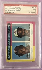 1975 TOPPS MINI BATTING LEADERS #306 PSA 7 NM ROD CAREW RALPH GARR VINTAGE GRADE