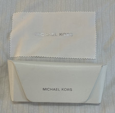 Michael Kors White Faux Leather Clamshell Case  Cleaning Cloth