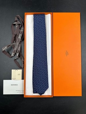 Hermes Blue Silk Tie 100% H339272T