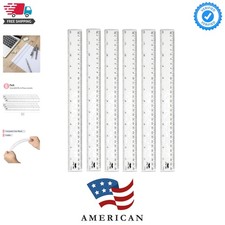 Bulk Plastic Rulers, 12 Inch, 6 Pack, Easy-to-Read Markings Scratch-Resista...