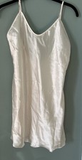 Vintage Papillon Ivory Satin Chemise Nightie Slip Size 2 Large Adjustable Strap