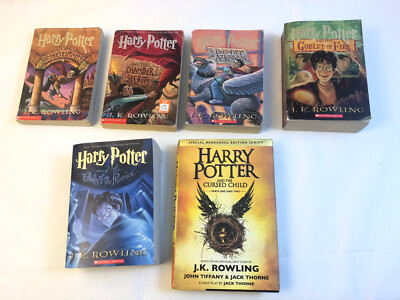Lot 6 Harry Potter Series 1-5 Cursed Child Jk Rowling paper Hard back 1 2 3 4 5