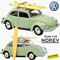 Vw Volkswagen KäFer 1303 Beetle + Surfbretter 1972-75 GrüN Green 1:43 Norev