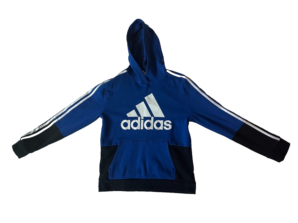 Adidas Boy's Hoodie Sweater Color: Blue /Black Adidas Logo Size L 14-16