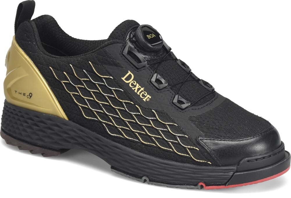Mens Dexter The C9 Knit Boa Bowling Shoes Black/Gold Soles/Heels Sizes 6 - 14