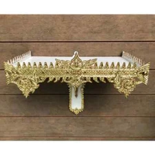 Buddha statue shelf, wall hanging, gold color, white background, size 18 inches