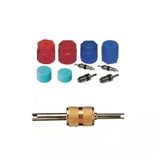 AC System Cap & Valve Service Kit + Schrader Valve Core Remover - Installer Tool