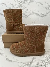 UGG Chestnut Brown Classic Short II All Over Logo Boots Size 4/ Women  s Size 5.5