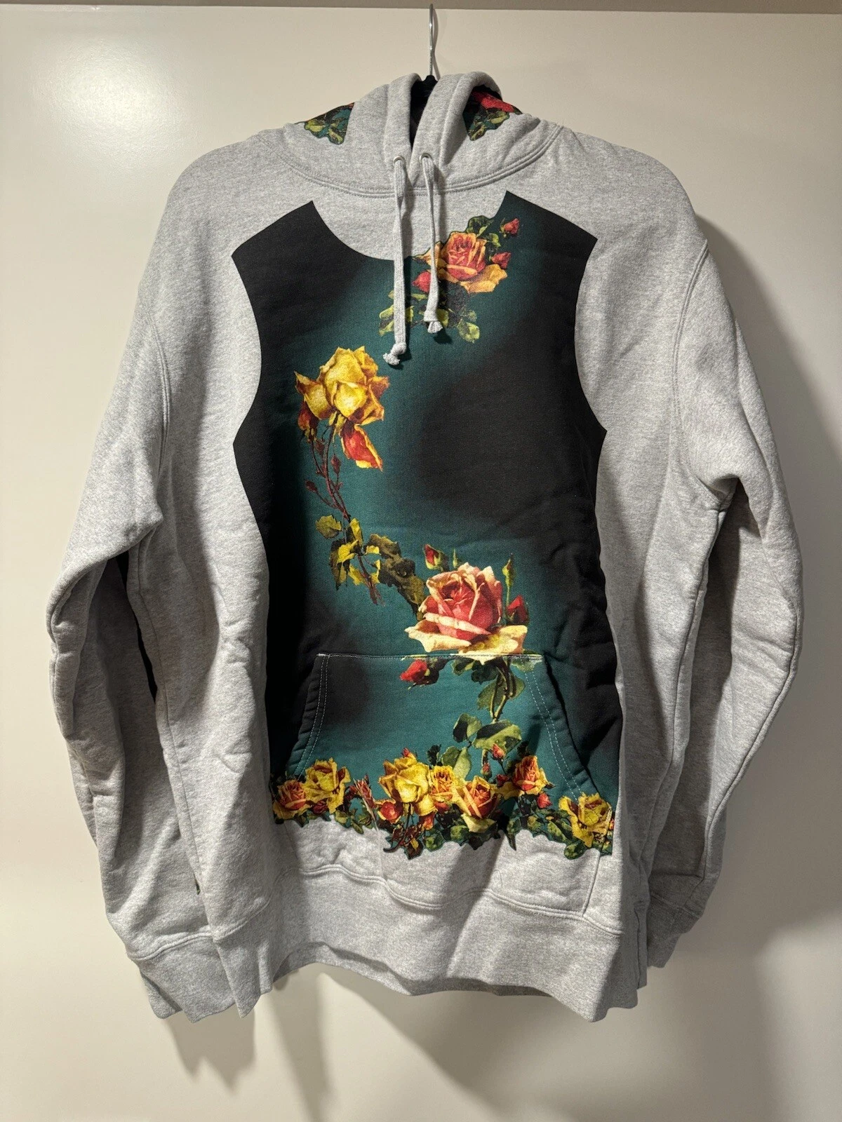 Sweat shirt à capuche imprimé floral SUPREME gris bruyère XL NEUF AVEC ÉTIQUETTES