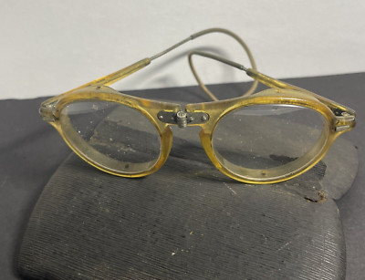 Willson Goggles Yellow Glasses Clear Lens Foldable Steampunk Welder - Vintage