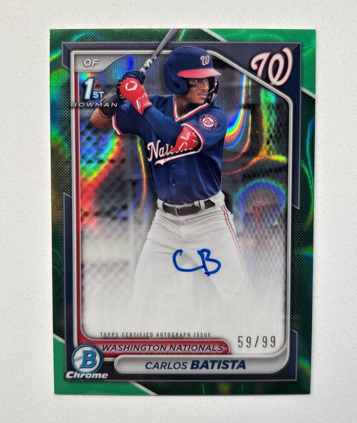 2024 Bowman Chrome CPA-CB Carlos Batista 1st Bowman Auto Green Lava Refractor/99