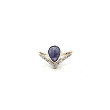 Sterling Silver Natural Tanzanite And White Topaz Ring Size 6 