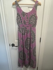 Maeve Anthropologie Womens Anna’s Maxi Dress SILK Purple Flowy Hobo Dress Small