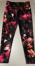Image of Calvin Klein Sports Leggings Size S M Night Flora Black Pink Performance 7/8