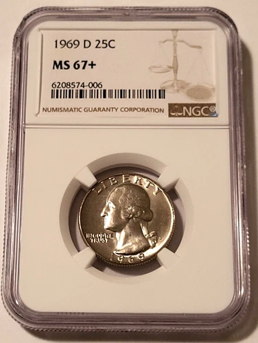1969 D Washington Quarter Unc MS67+ NGC