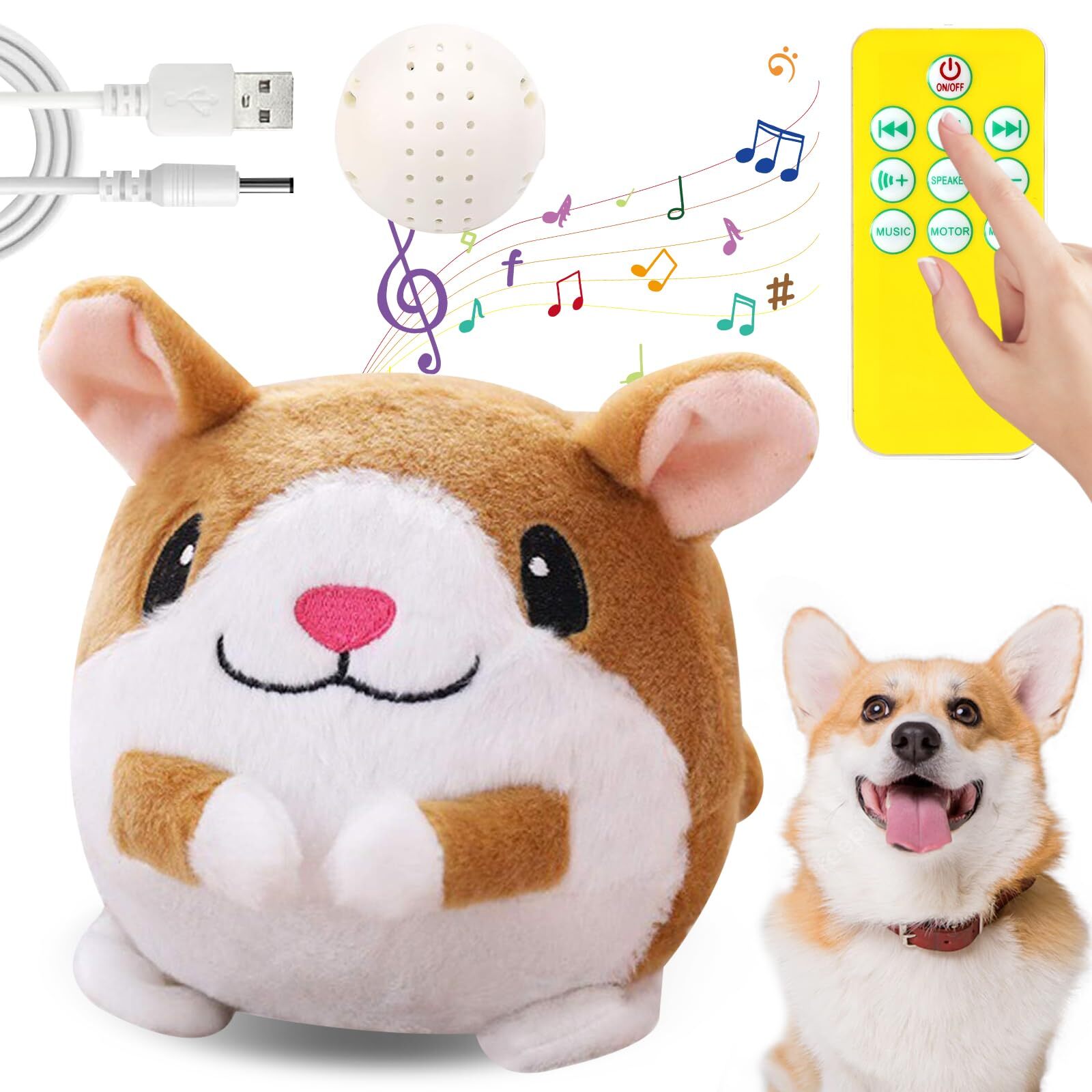 Interactive Dog Toys, Upgrade Remote Control Moving Dog Toy () White Hamster