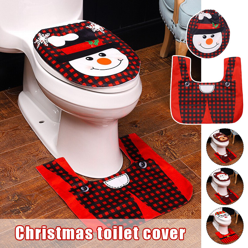Santa Toilet Seat Cover & Mat 2-Piece Set - Funny Christmas Bathroom Decorations - View #7