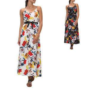 Hachiro Damen Maxikleid Sommerkleid Kleid Blumen Print Tragerkleid Sale Ebay