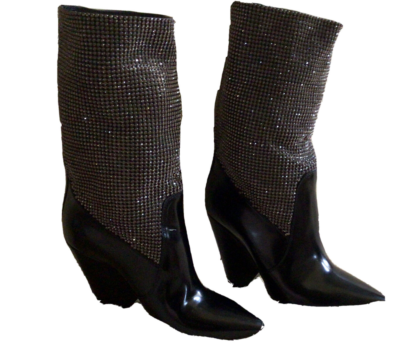 Stivali jazz YSL Saint Laurent $2895 stivali metà polpaccio cristalli impreziositi 37