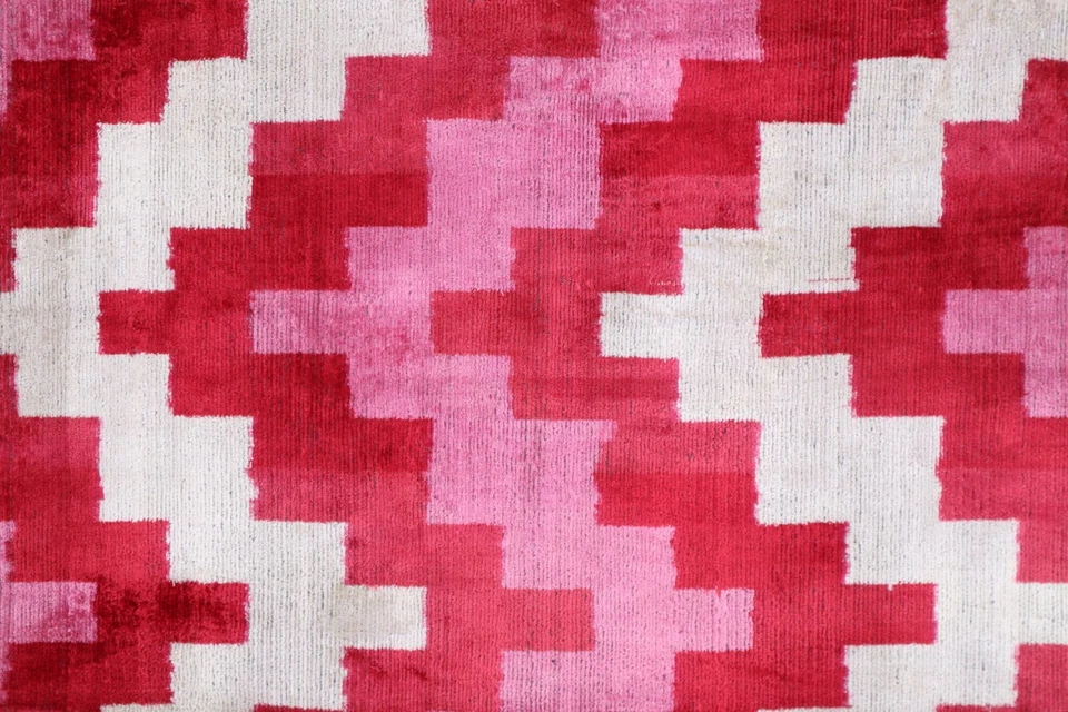 Handmade Geometric Silk Velvet Feather Throw Pillow Pink 16 x 24 in (40 x 60cm) - Image 4 of 4