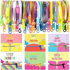 30Pcs Valentines Day Cards Gift for Kids Classroom with Fidget Zipper Bracelets