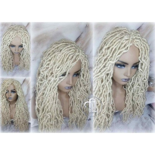 Nu Locs Distressed Soft Locs Platinum Blonde Braided Wig Gypsy Bohemian Dread - Picture 8 of 10