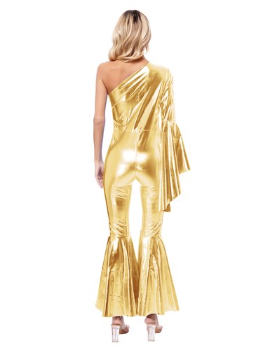 Women Catsuit Performance Jumpsuit Halloween Rompers Bell-Bottom Bodysuit Disco - 第 9/62 張圖片