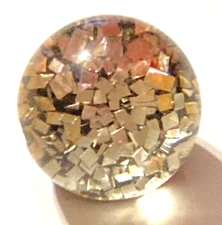 VTG Clear Round Plastic Ball Button Glitter Center Black Back Self Shank 1/2"