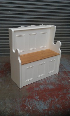 3ft Solid Pine Painted Cream White Monks Bench Pew Made To Measure