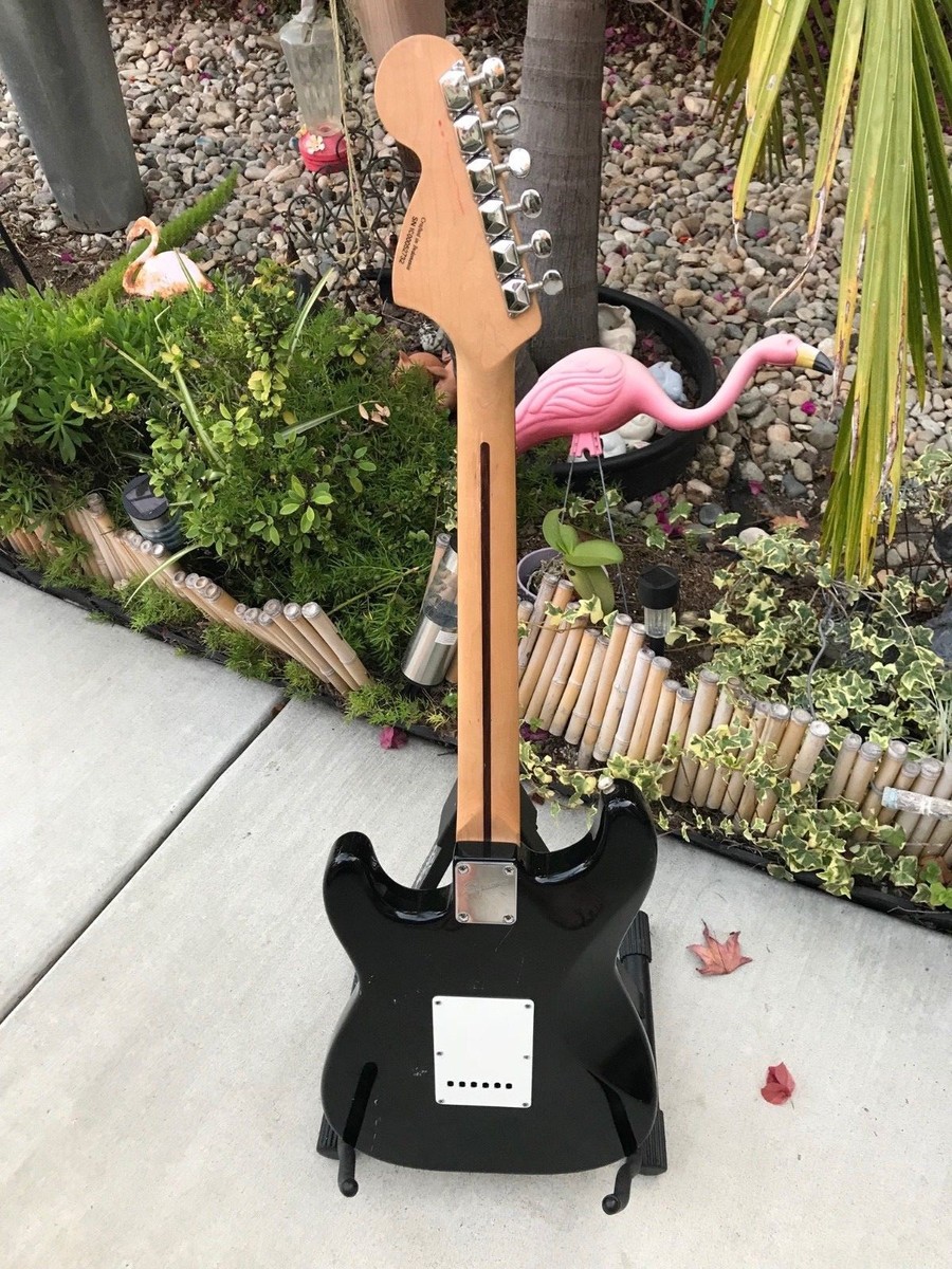 1990's/2000's Squier Strat Black W/White Pickguard Indonesian Made