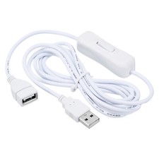 USB Extension Cable with Switch 2 Meter USB Male to Female Cord White