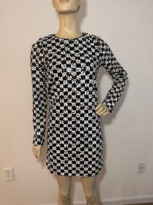 GB Mini dress Juniors Long sleeve Small Zipper black/white Sequin New | eBay GB Mini dress Juniors Long sleeve Small Zipper black/white Sequin New | eBay