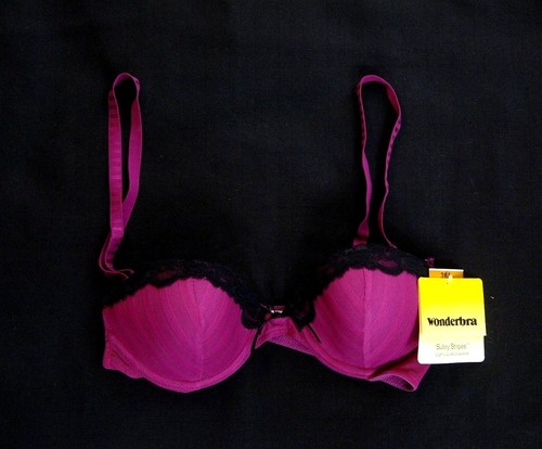 WONDERBRA Sultry Stripes Underwire Dark Fuchsia Bra Size 36A - Picture 2 of 3