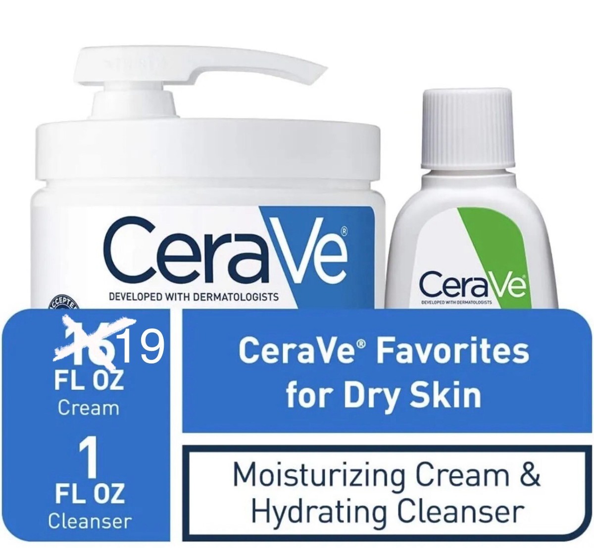 CeraVe Moisturizing Cream W/Pump JUMBO 19oz & Hydrating Facial