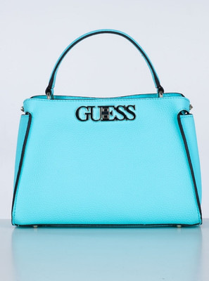 Guess Uptown Chic Turnlock Satchel Aqua Blue NWOT