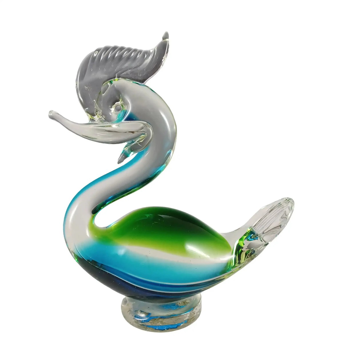 Murano Vintage Green & Blue Venetian Glass Swan Sculpture | eBay