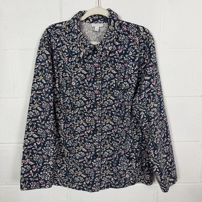 Charter Club Woman Button Up Floral Jacket Stretch Twill Office Casual Mature 2X