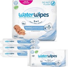 Sensitive Newborn  Baby Wipes, 3-In-1 Cleans, Cares, Protects, 99.9 Water,