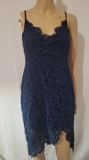 Lulus Navy Blue Womens Lace Lined Fitted Formal Dress Zip Size Large