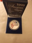 .999 Fine Silver 1 Oz Coin Colorized 1999 American Eagle With COA and Box