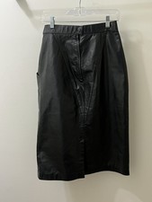 VTG Wilsons Leather Black Pencil Skirt Genuine Leather 90s Grunge Goth Size S/M